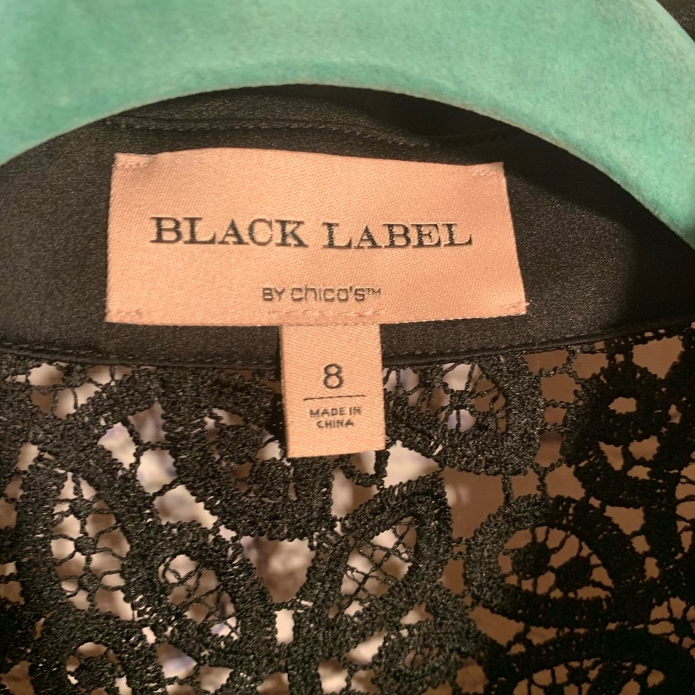 Black Label by Chico's Womens Sheer Lace Button Down Black Sz 8 Whimsigoth Fairy - Picture 4 of 6